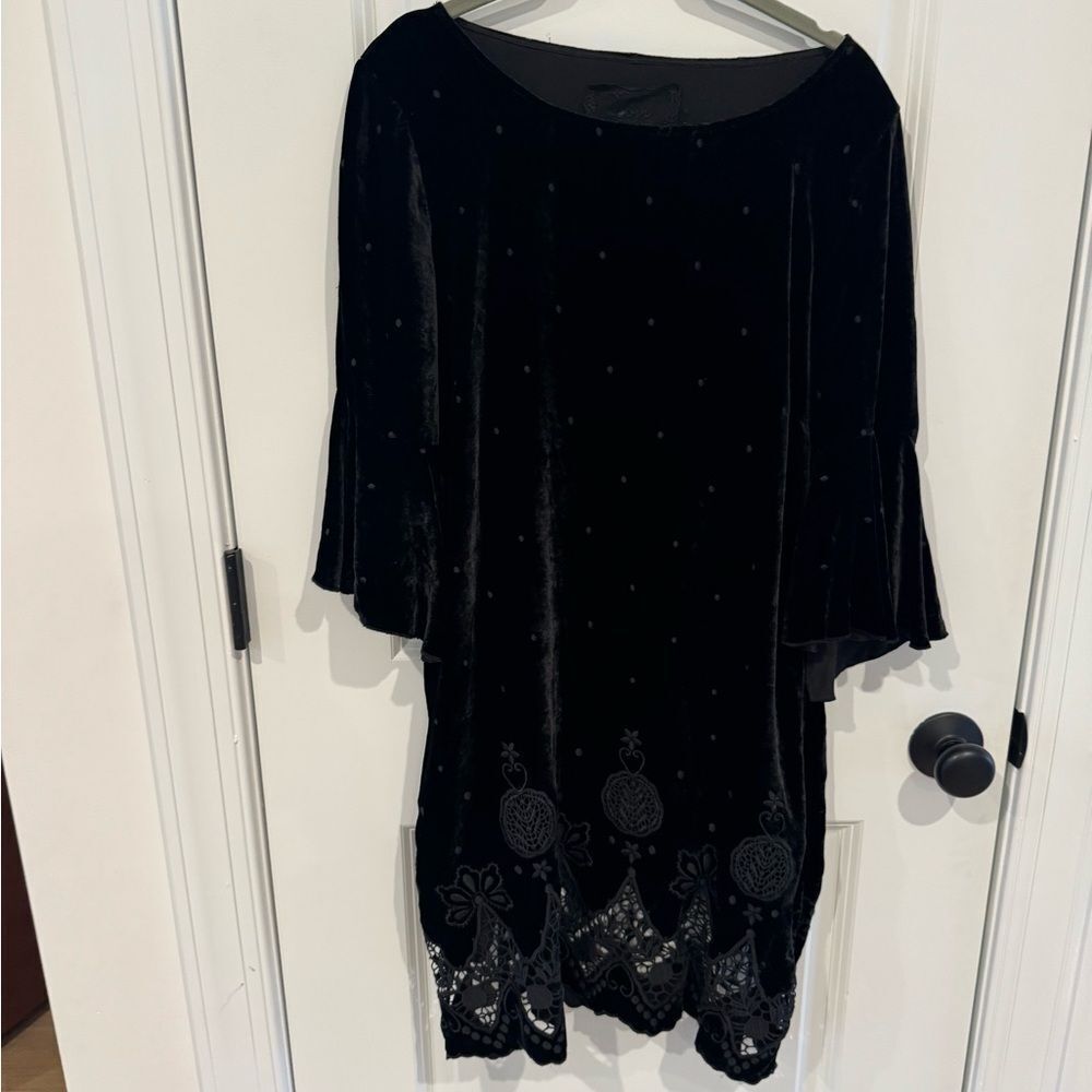 Johnny Was Velvet embroidered dress